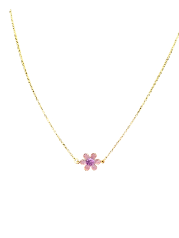 Gargantilla margarita acero dorado y resina lila
