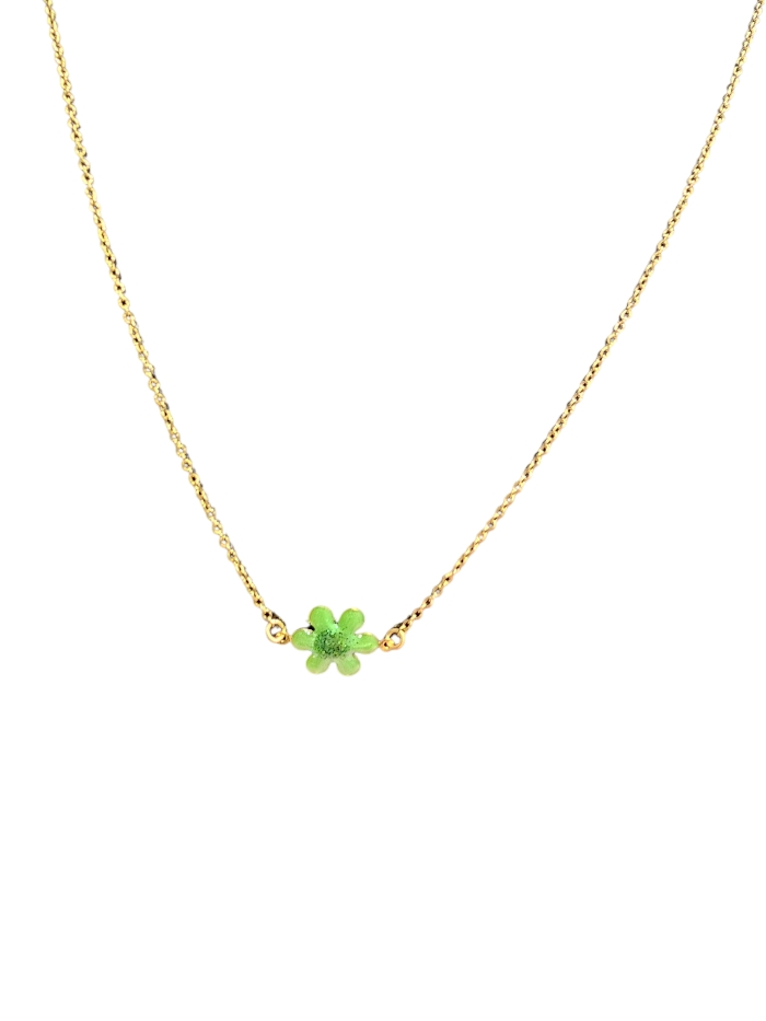 Gargantilla margarita acero y resina verde