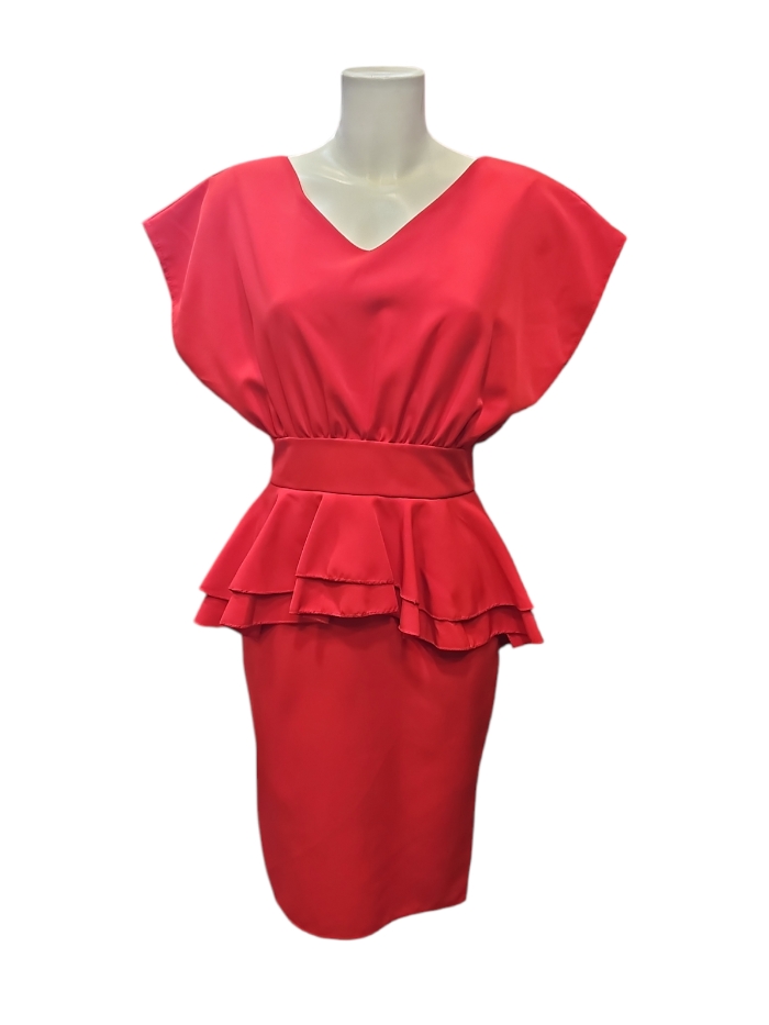 Vestido fiesta  peplum rojo