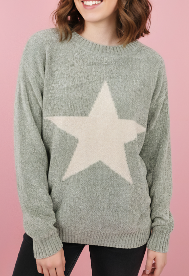 Jersey chenilla estrella verde