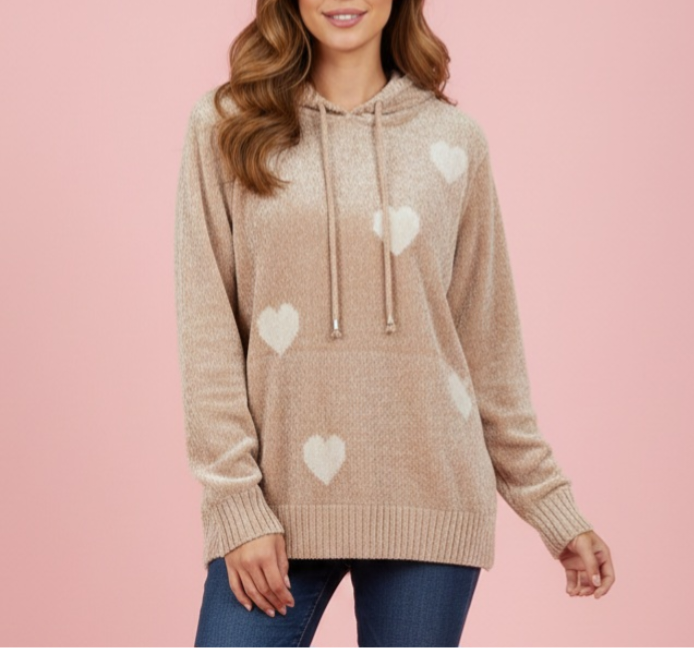 Jersey sudadera corazones camel