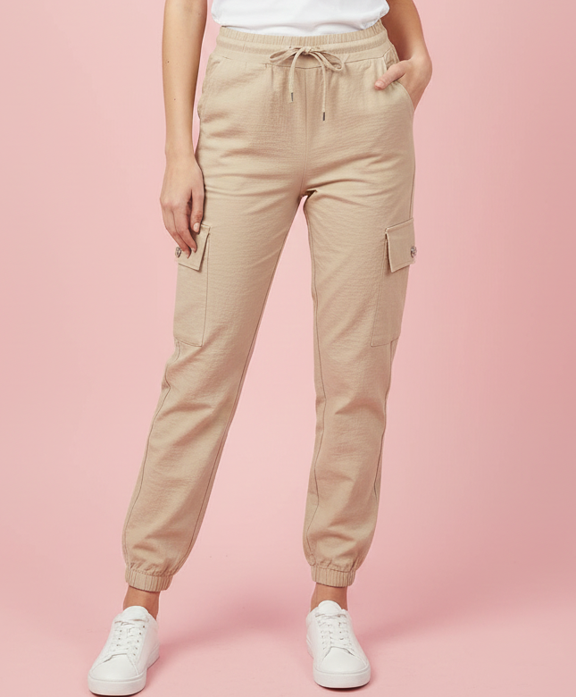 Pantalón tejano cargo beige