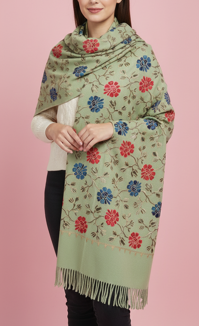 pashmina bordada verde