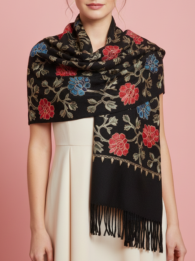 pashmina bordada negro