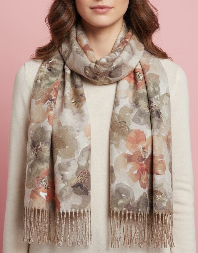 Foulard acuarela flores caldera