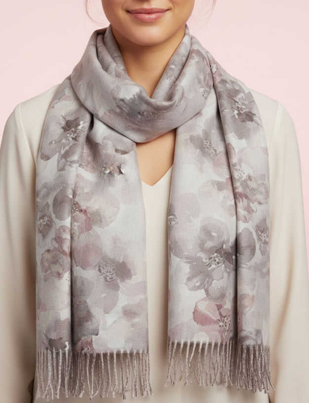 Foulard acuarela flores rosa