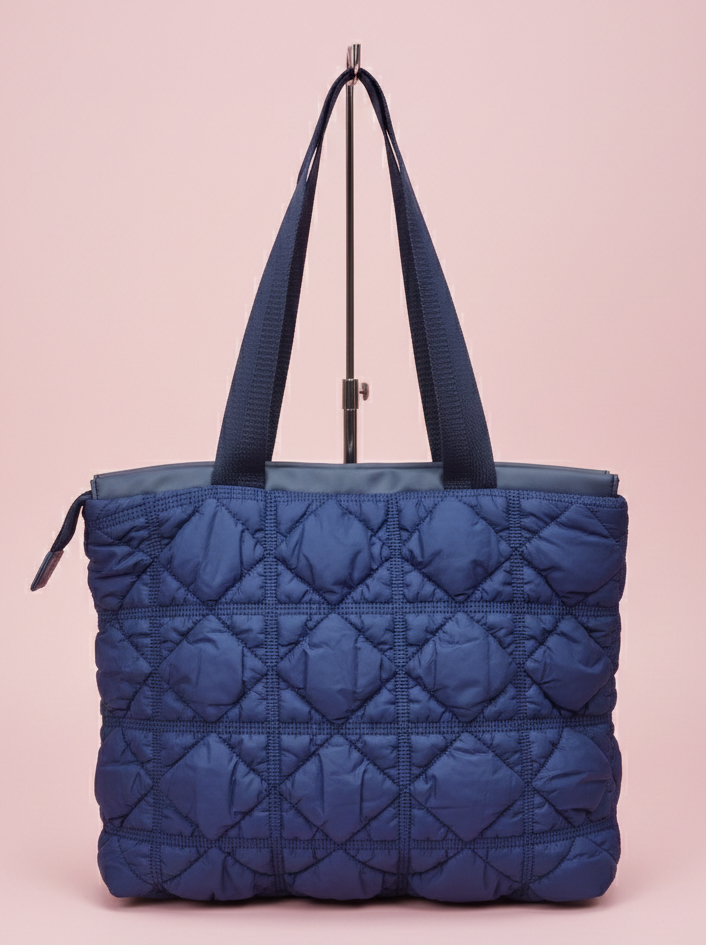 Bolso tote acolchado azulón