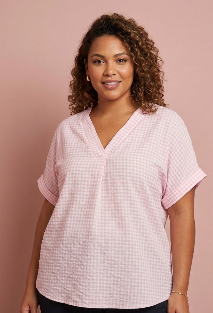Blusa vichy rosa