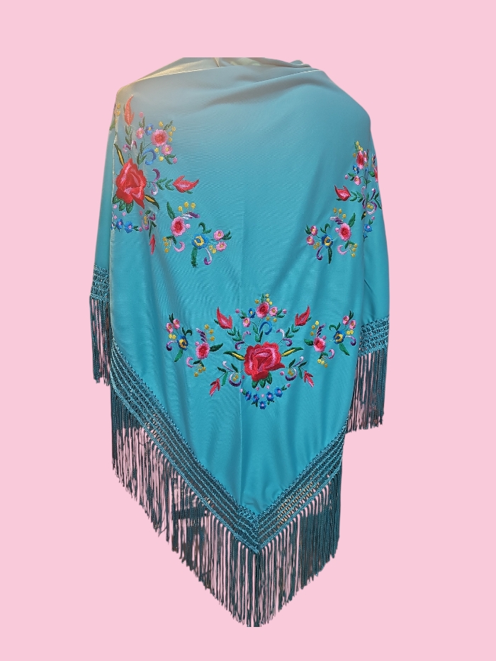 Mantoncillo bordado turquesa