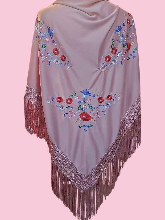 Mantoncillo bordado rosa palo