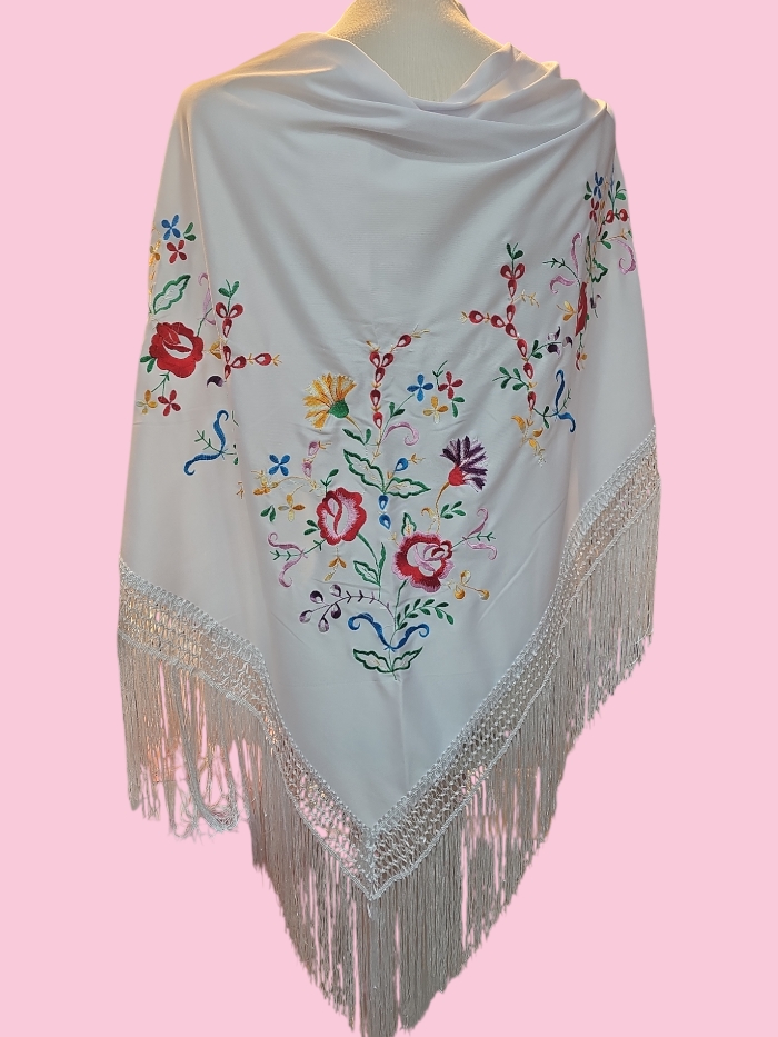 Mantoncillo bordado blanco