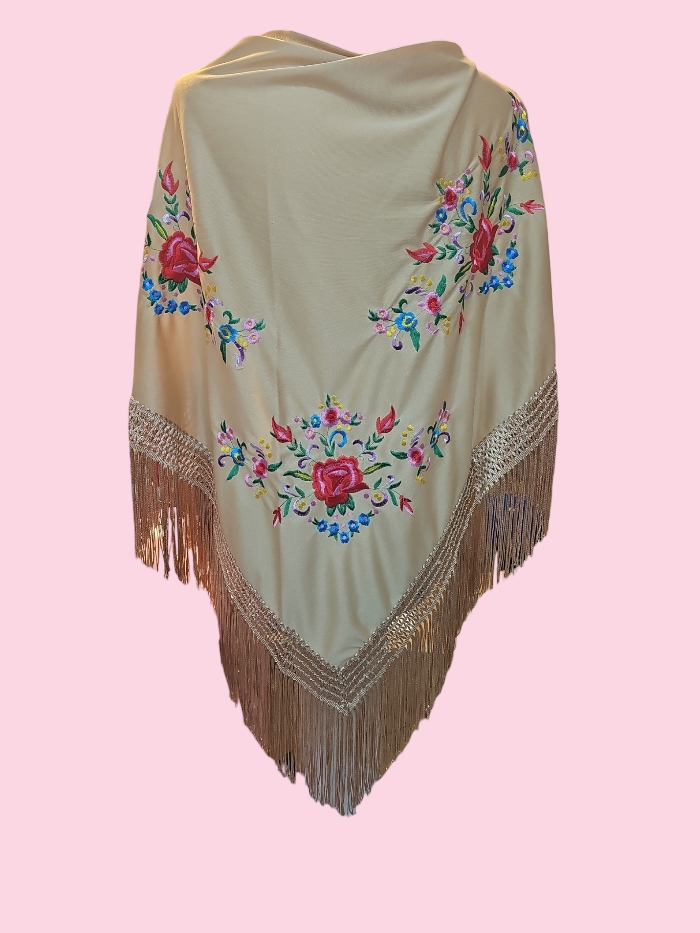 Mantoncillo bordado beige tostado
