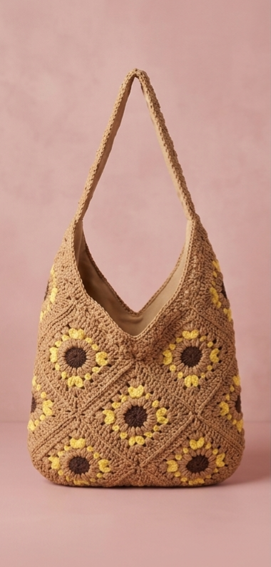 Bolso crochet girasoles