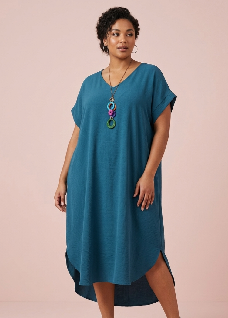Vestido oversize verde pavo