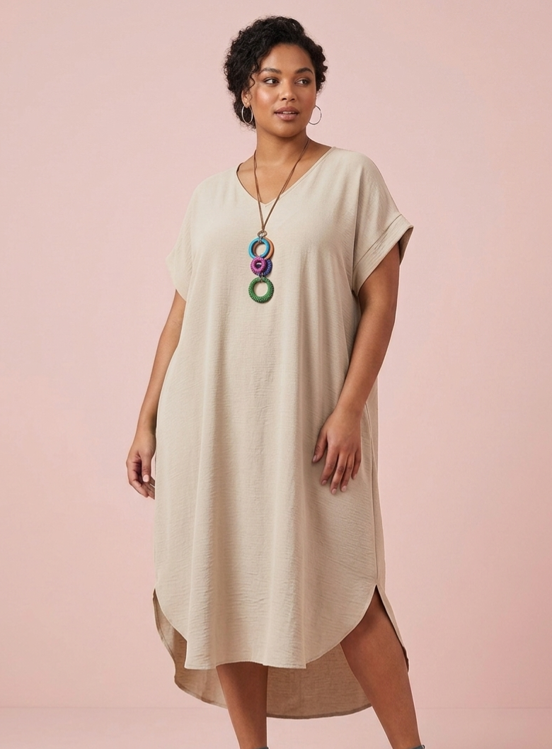 Vestido oversize beige