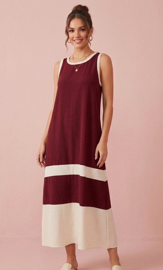 Vestido cenefa granate