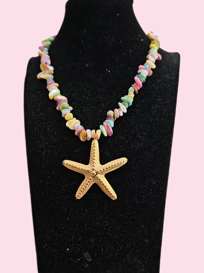 Collar acero estrella con piedras