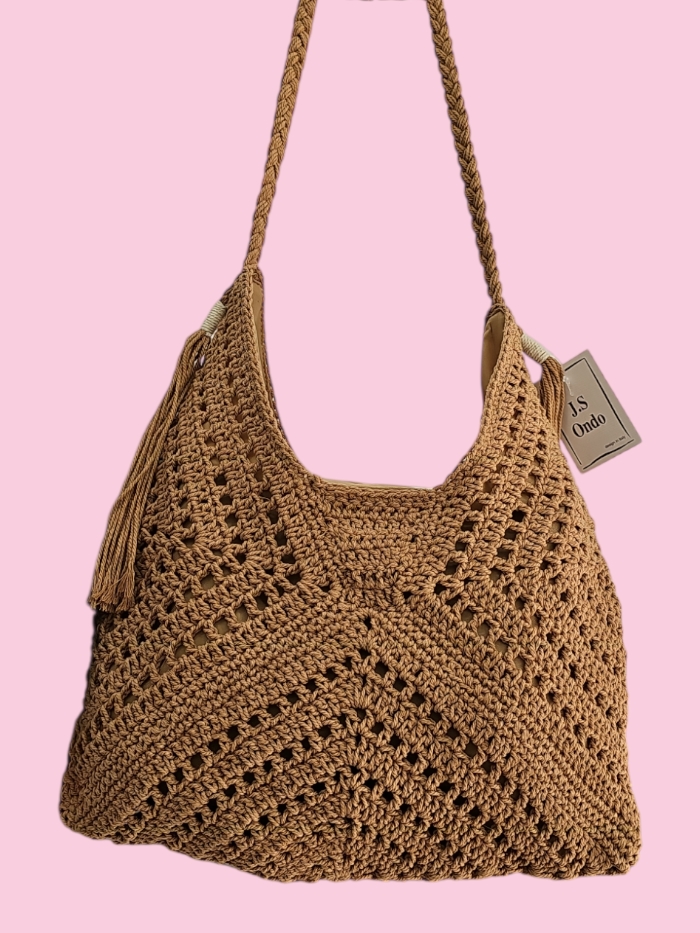 Bolso crochet camel